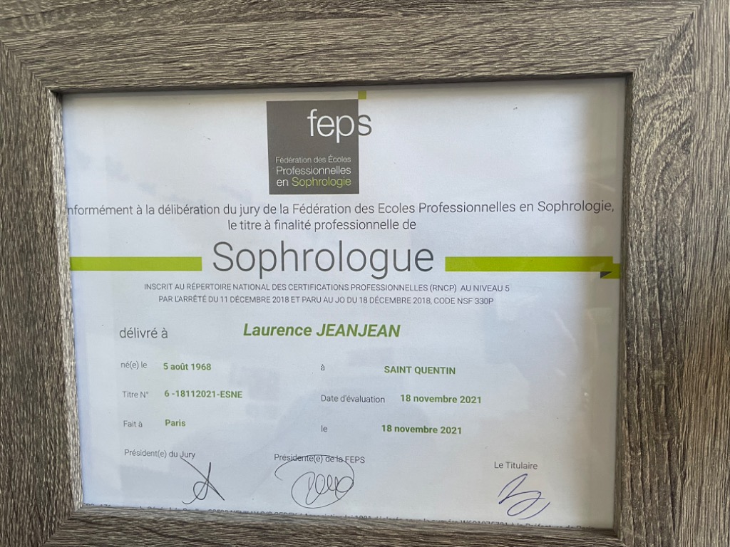 photo diplome Sophrologie Au Fil d’Ariane -Laurence Jeanjean 