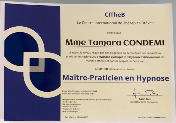 photo diplome Tamara condemi