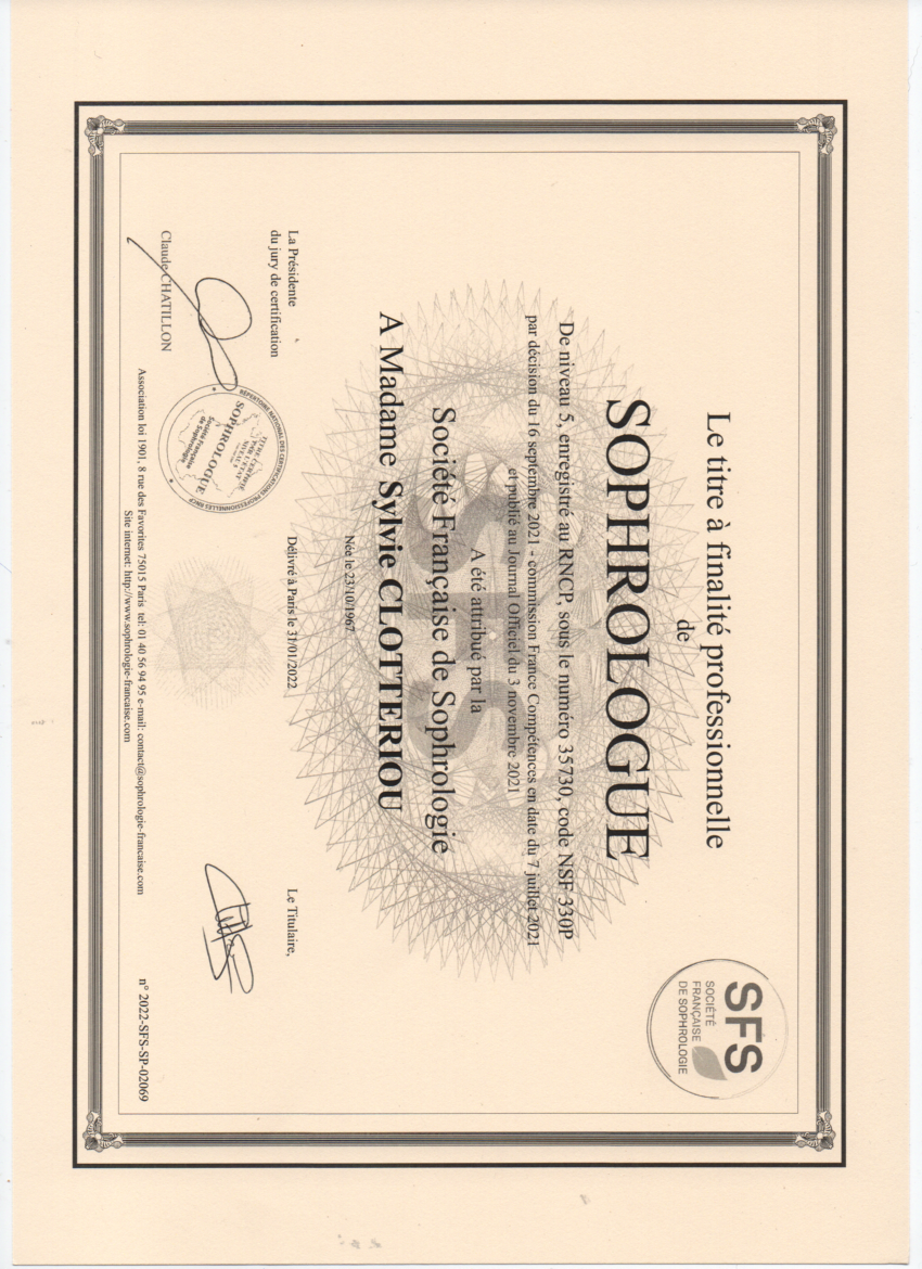 photo diplome Sylvie Clotteriou