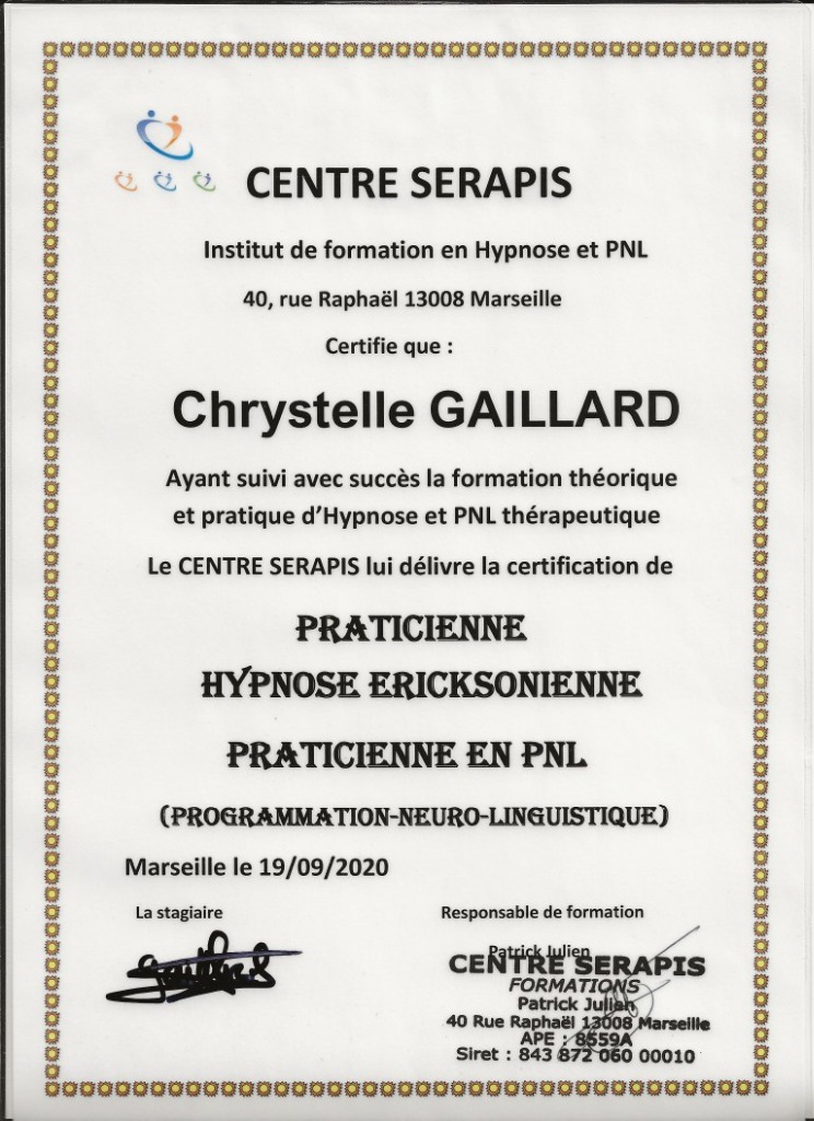 photo diplome Chrystelle gaillard