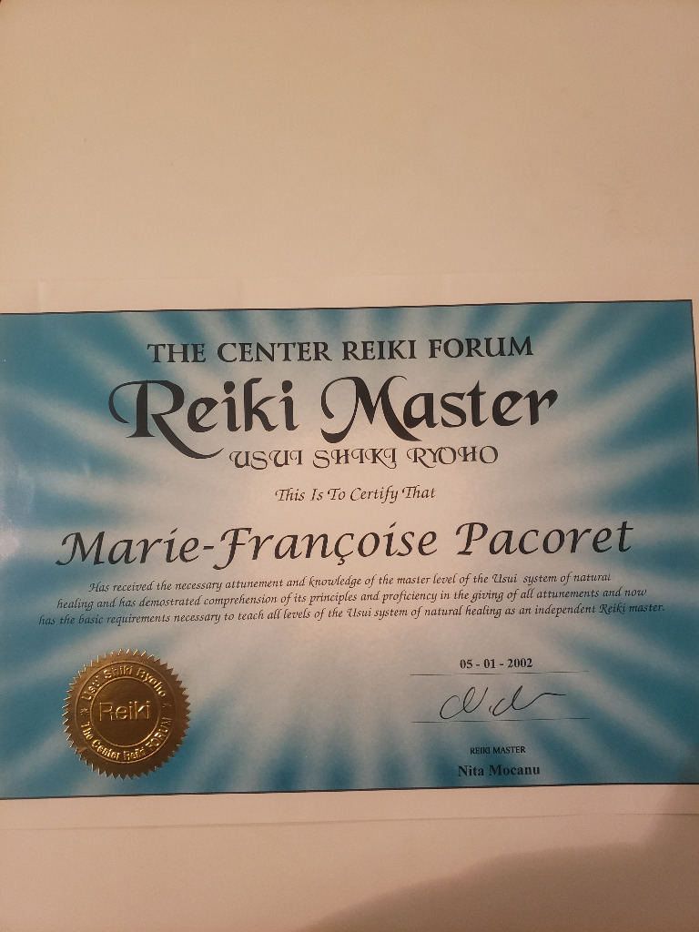 photo diplome Marie-Françoise Pacoret