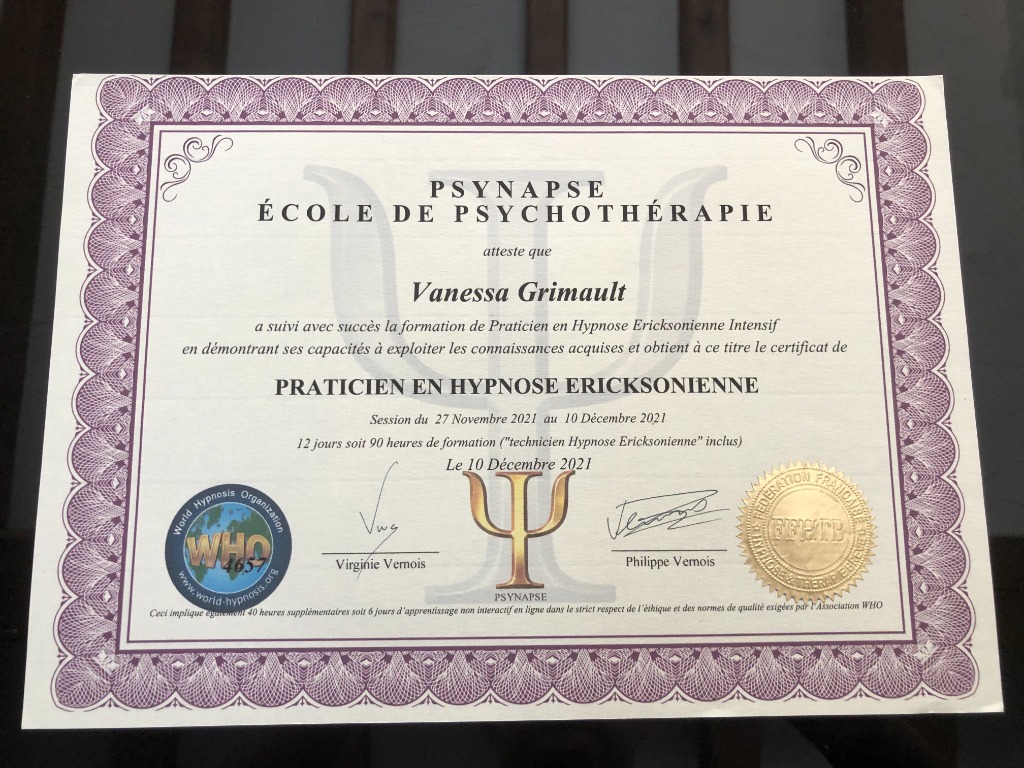 photo diplome Vanessa GRIMAULT