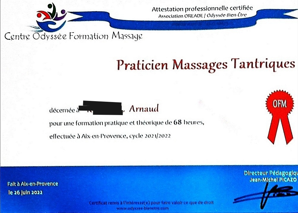 photo diplome Spirit massage 