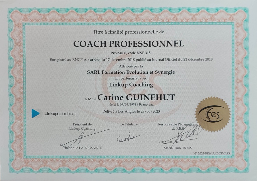 photo diplome Carine Guinehut S’aligner avec soi