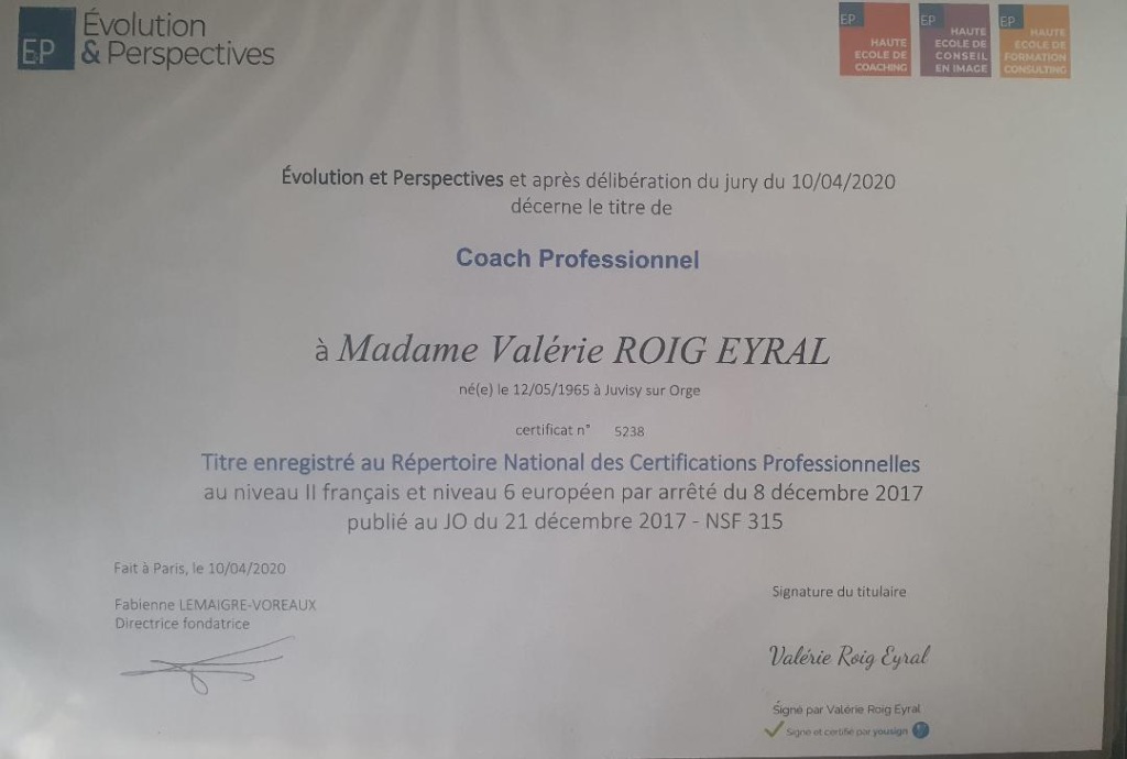 photo diplome Valérie Roig