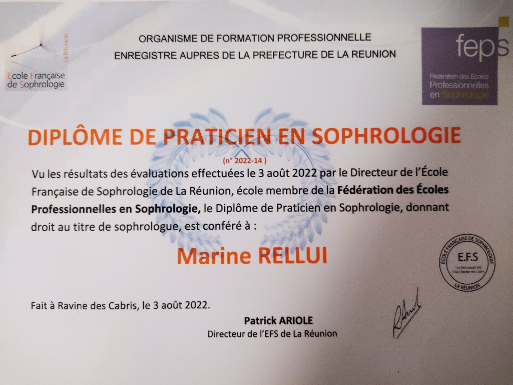 photo diplome Marine Rellui