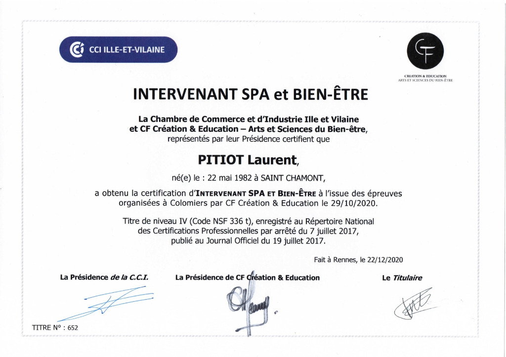 photo diplome Laurent Massage 42