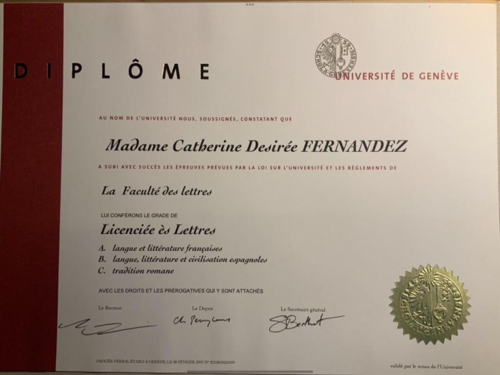 photo diplome Catherine Désirée Fernandez