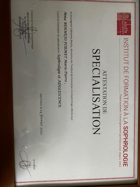 photo diplome Marie pierre BERMEJO FORMET