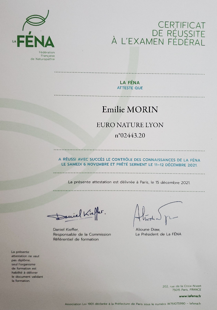 photo diplome L’istant naturopathe