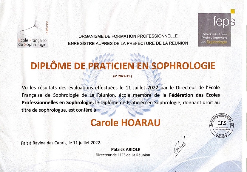 photo diplome Carole Hoarau