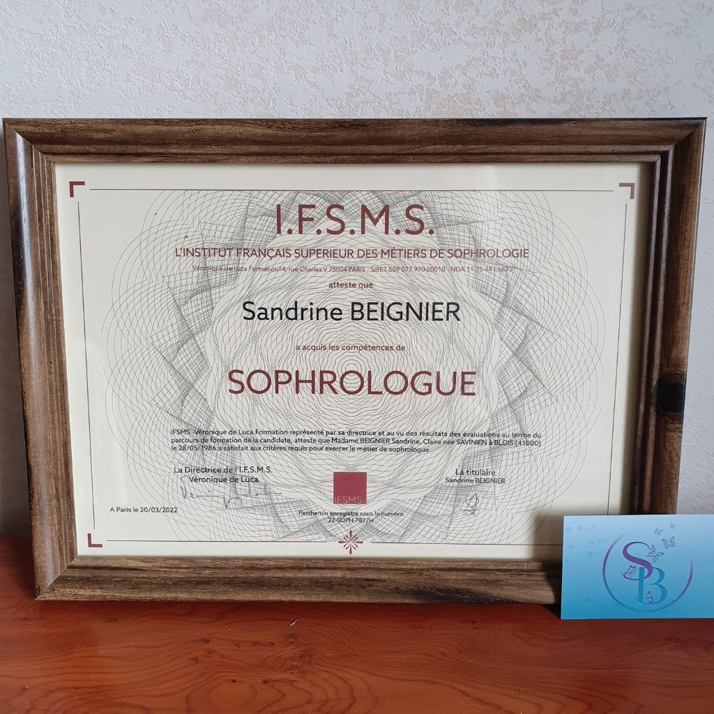 photo diplome Sandrine BEIGNIER