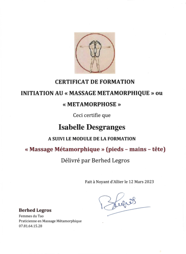 photo diplome Isabelle Desgranges