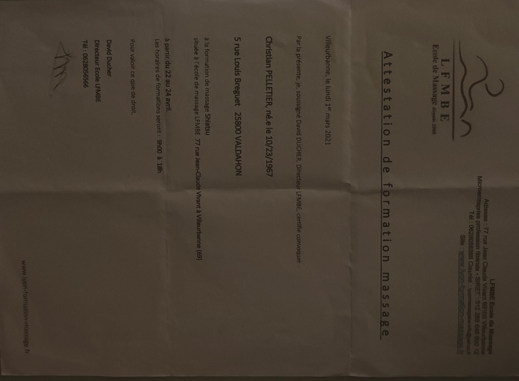 photo diplome Christian PELLETIER VAL-FORME