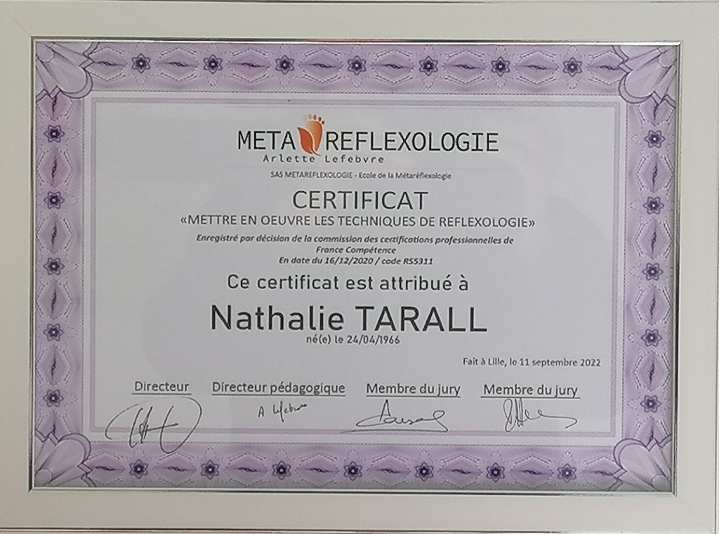 photo diplome Nathalie TARALL - Escale Réflexo