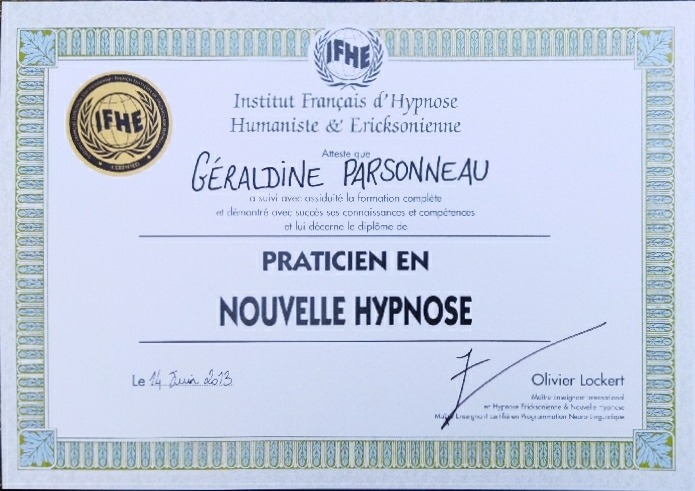 photo diplome Géraldine PARSONNEAU