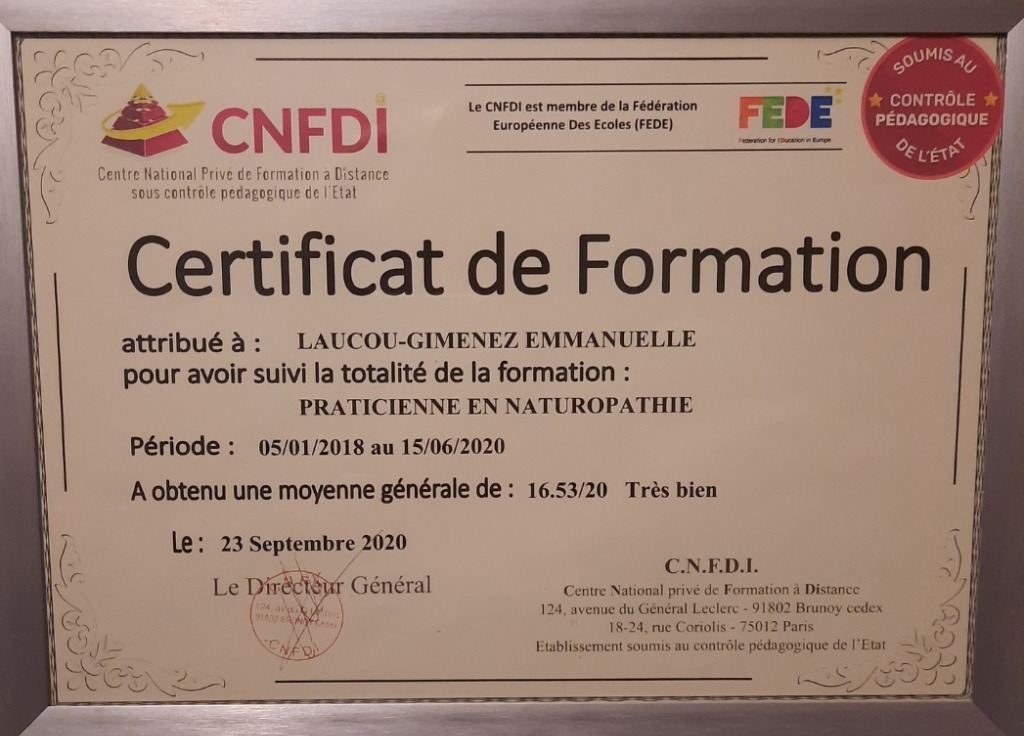 photo diplome Ema Naturo