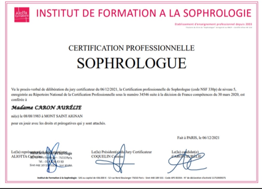 photo diplome SophroVisio