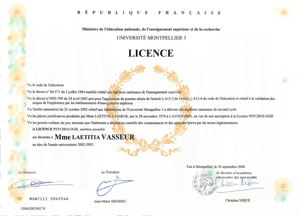 photo diplome Léti’Quête - EI Laëtitia VASSEUR-REIBEL