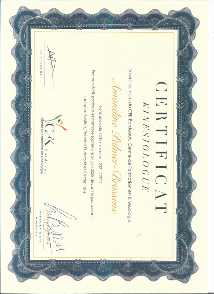 photo diplome Amandine PALMER-BRASSENS