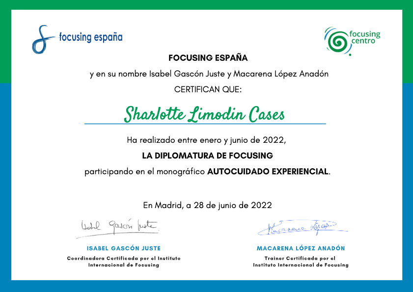 photo diplome Los caminos de Sharlotte