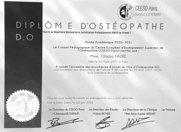 photo diplome Gladys FAURE