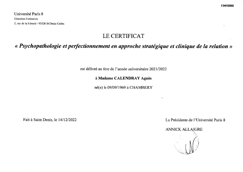 photo diplome Agnès Calendray