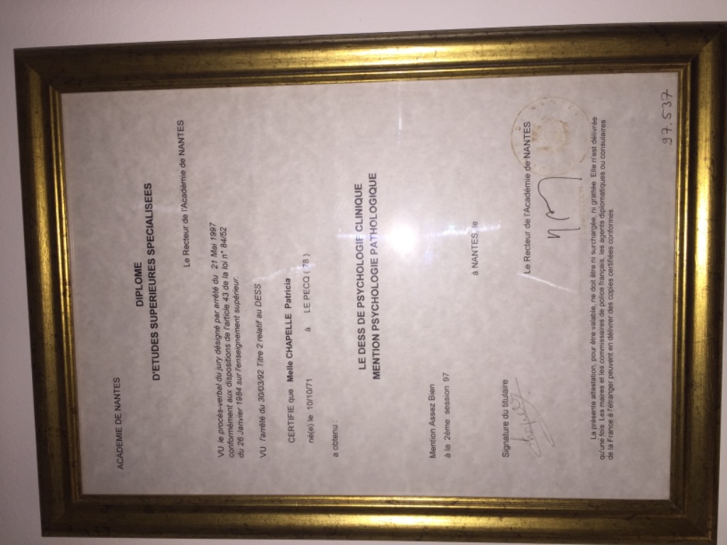 photo diplome Chapelle patricia