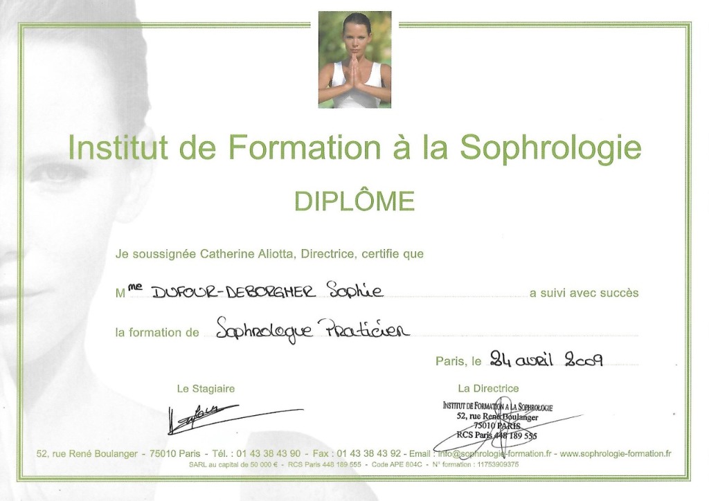 photo diplome Sophie DUFOUR