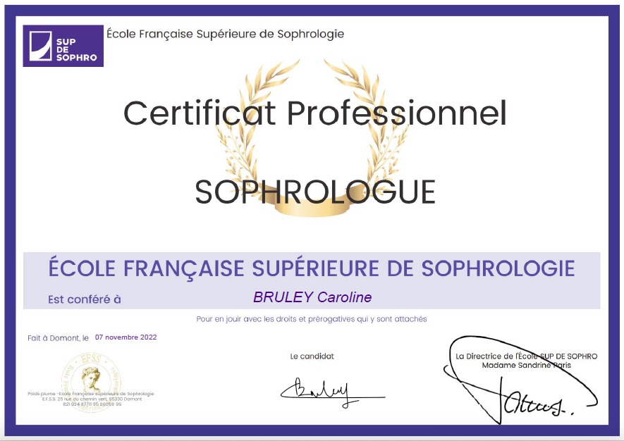 photo diplome Caroline Bruley