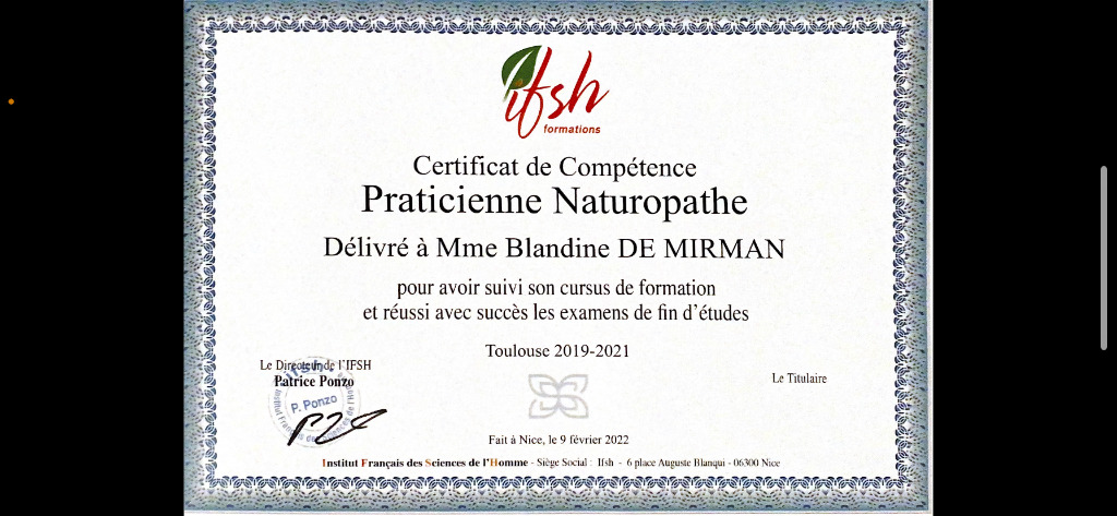 photo diplome Blandine de Mirman La source Natur’Eau