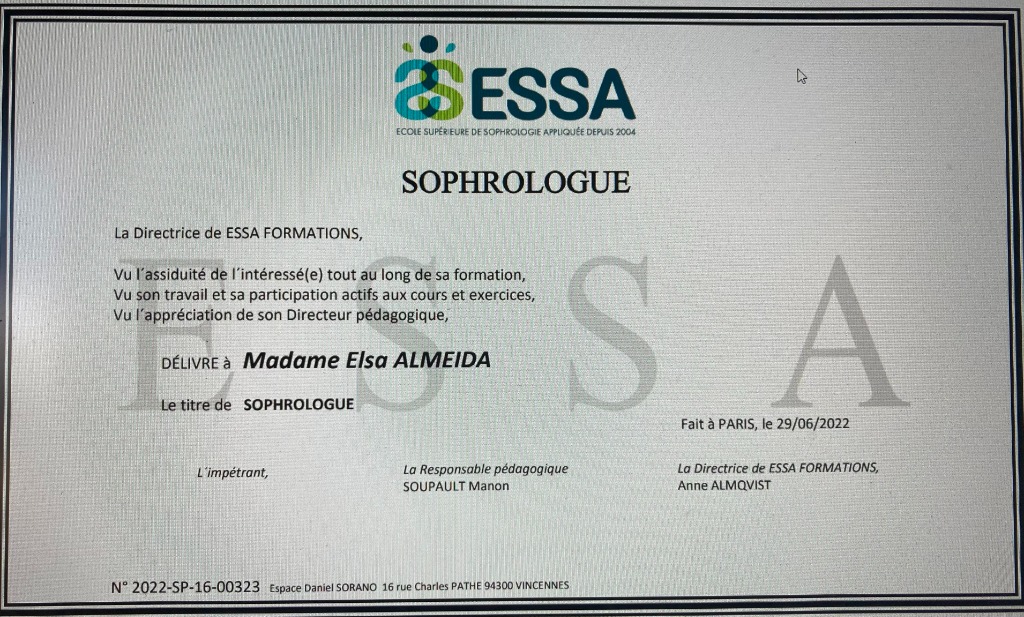 photo diplome Un souffle positif - Elsa Almeida