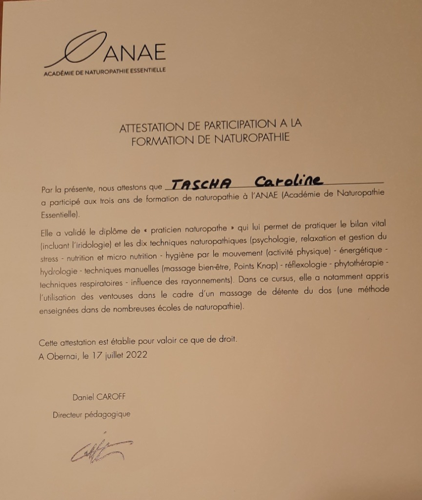 photo diplome Caroline TASCHA