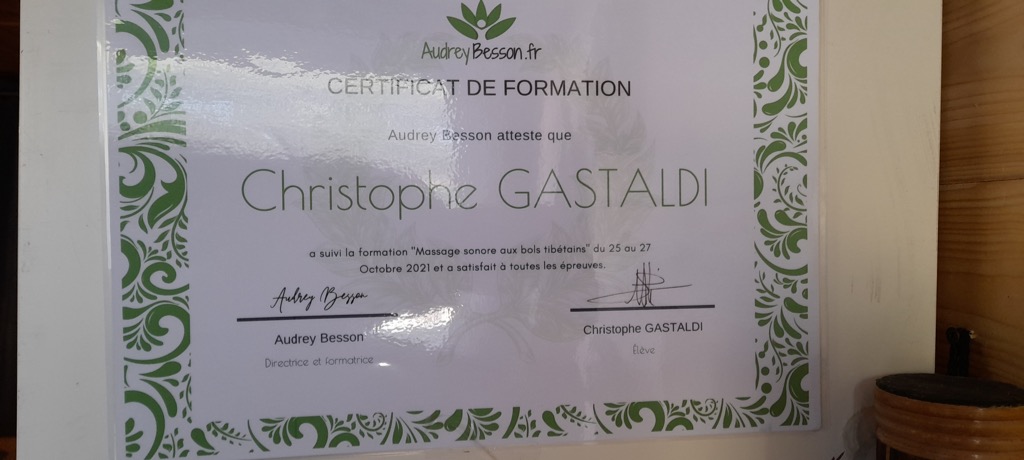 photo diplome Christophe Gastaldi micoulin