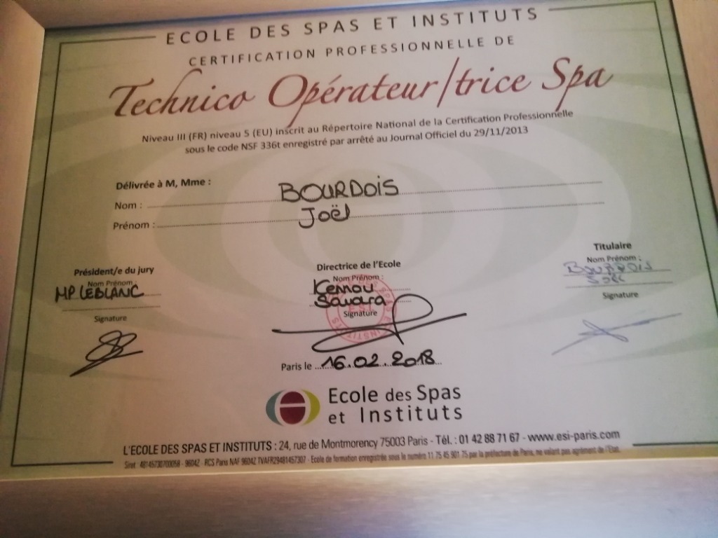 photo diplome JOEL BOURDOIS