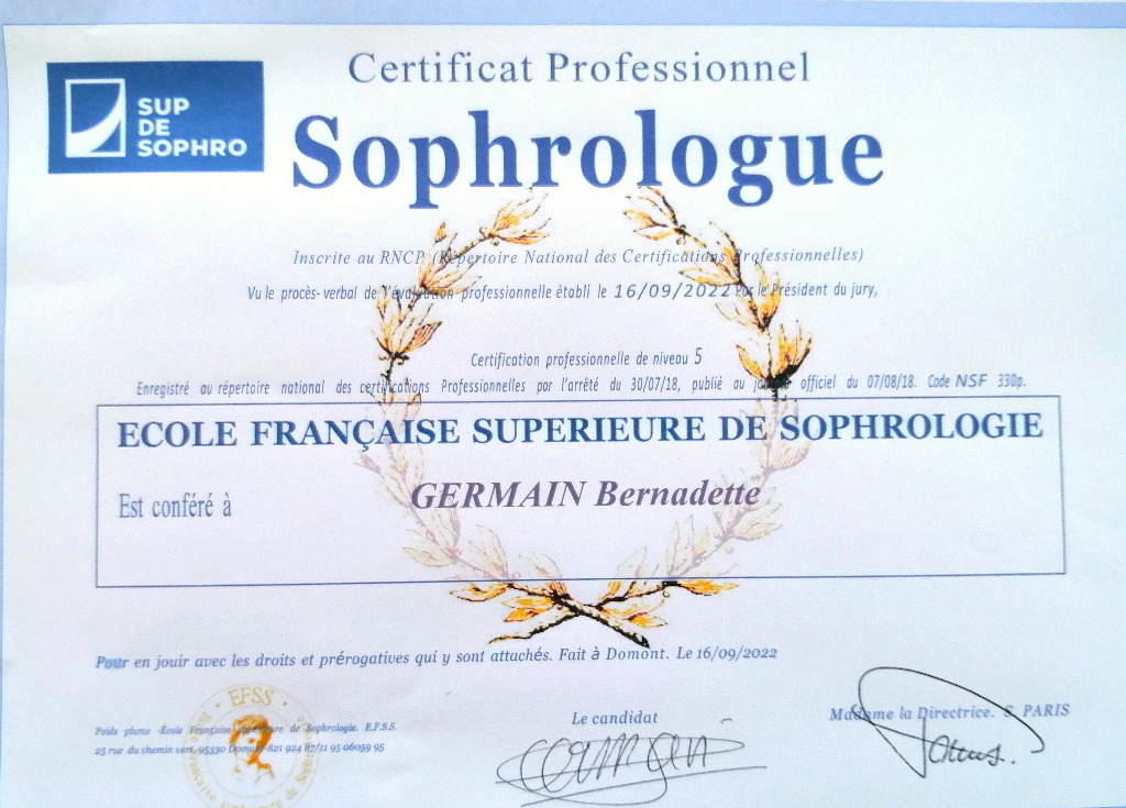 photo diplome Bernadette GERMAIN