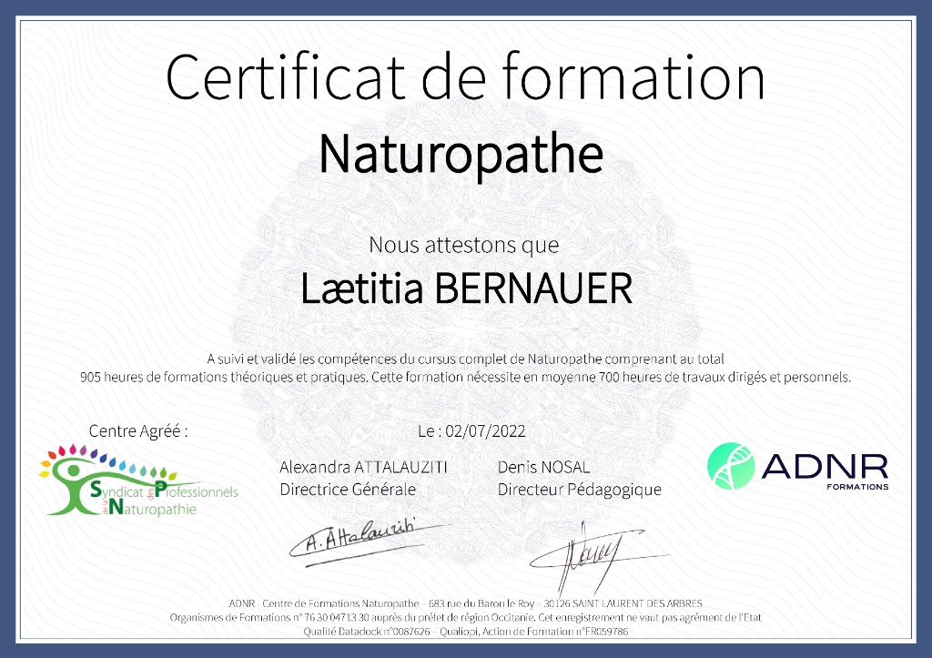 photo diplome Laetitia Bernauer