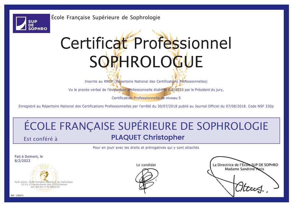 photo diplome Christopher PLAQUET