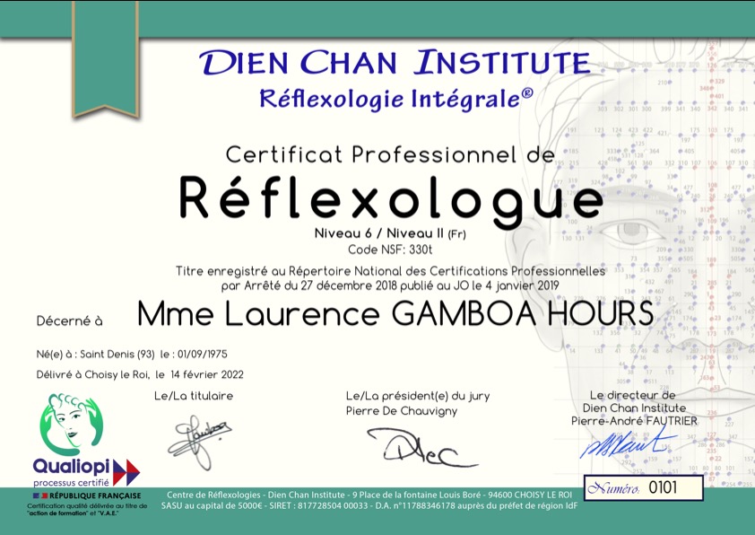 photo diplome Laurence GAMBOA HOURS