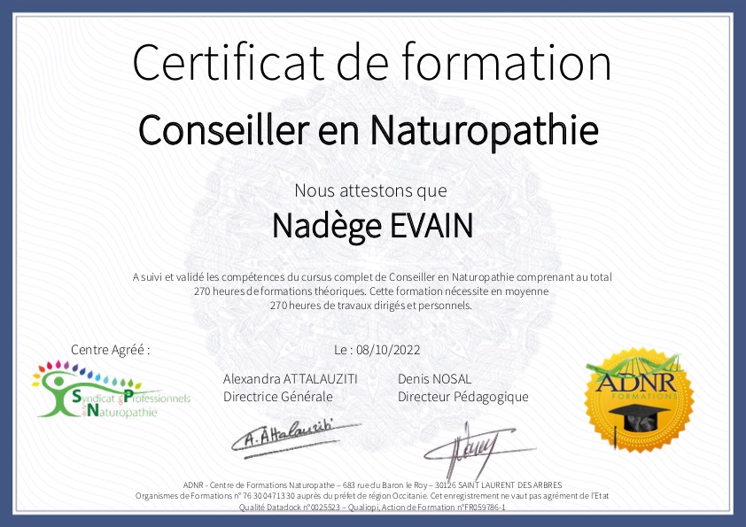 photo diplome Evain Nadège