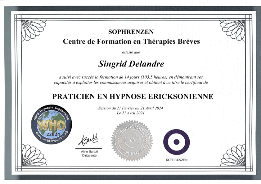 photo diplome Singrid DELANDRE