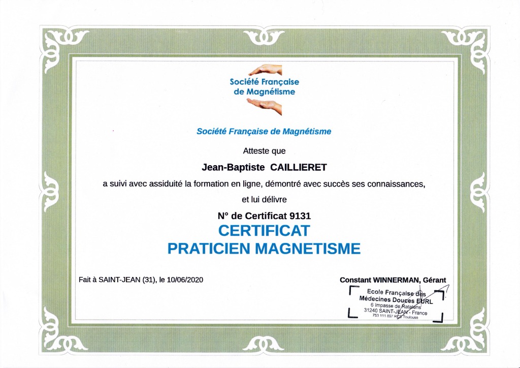 photo diplome Jean-Baptiste Caillieret