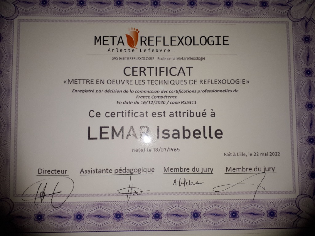 photo diplome Isabelle FROMENT