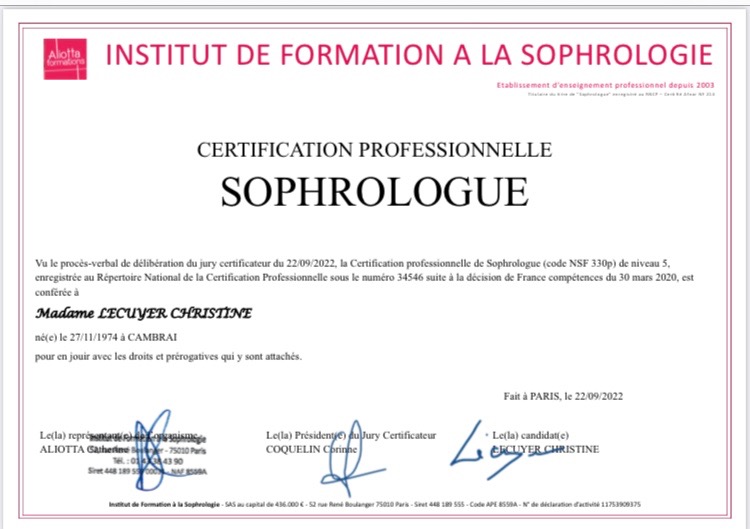 photo diplome Christine LECUYER 