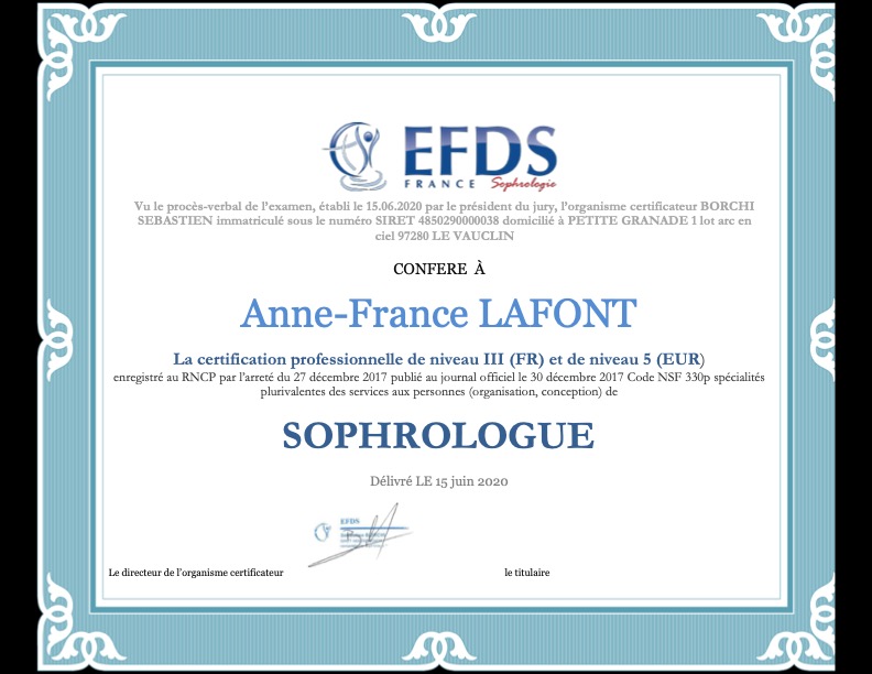 photo diplome Anne-France Lafont