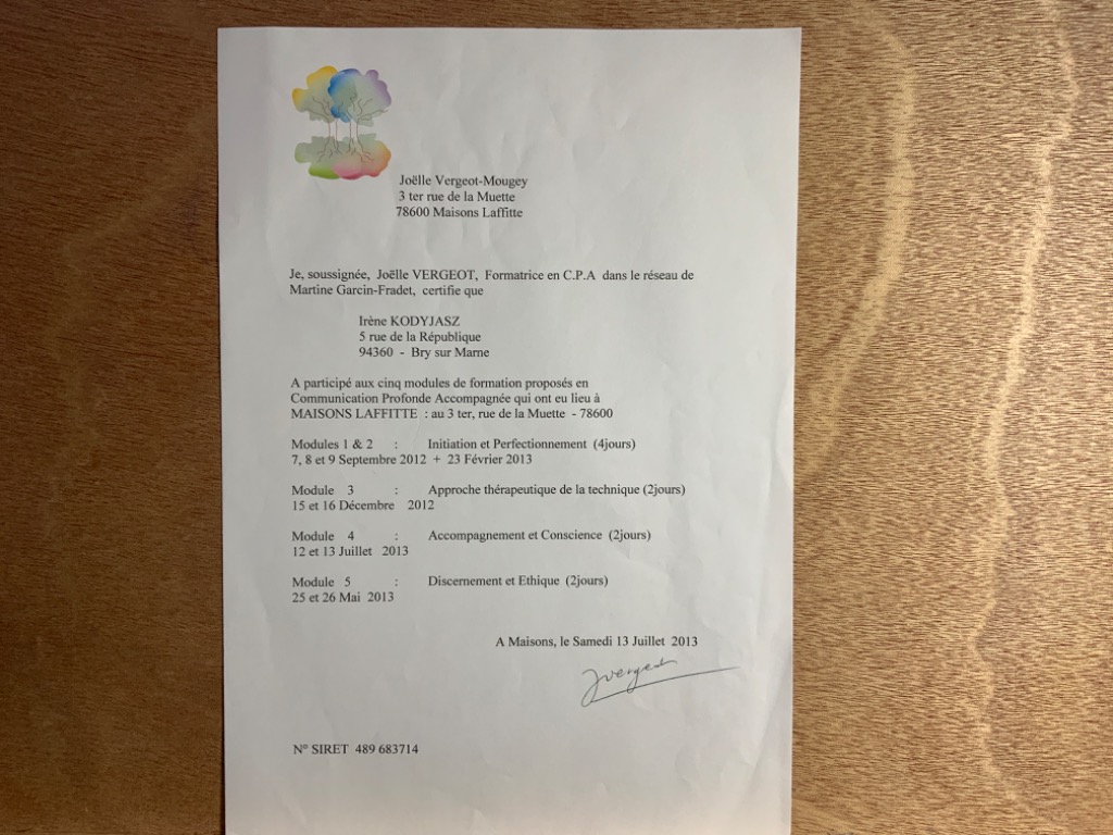 photo diplome Irène KODYJASZ