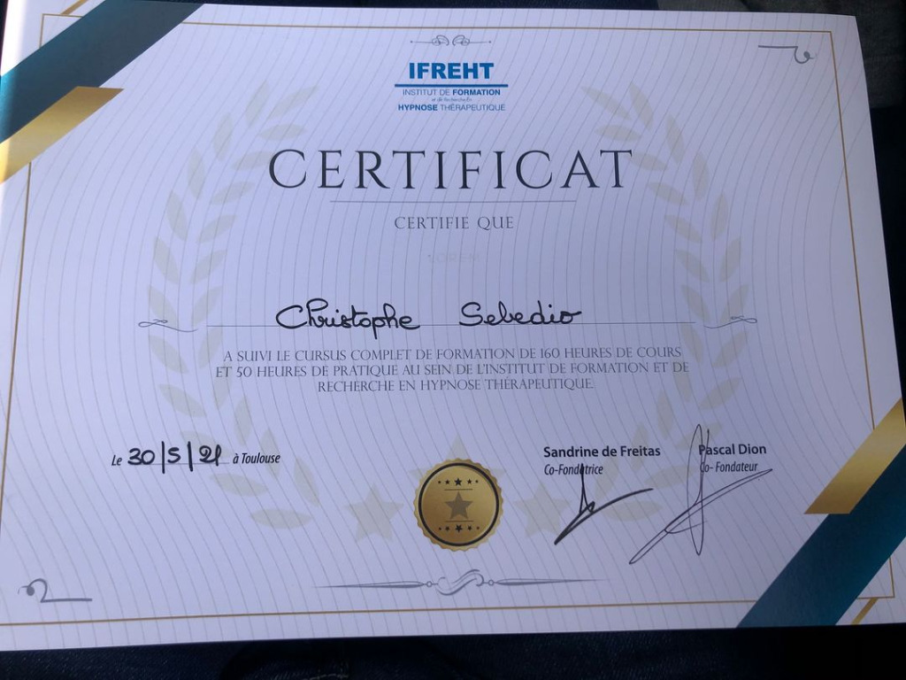 photo diplome Christophe Sebedio