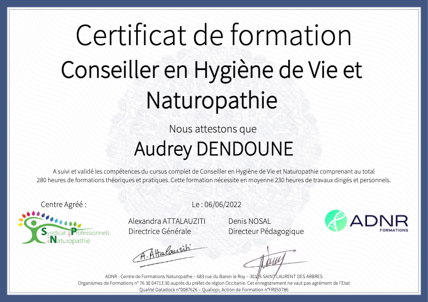 photo diplome Audrey DENDOUNE 