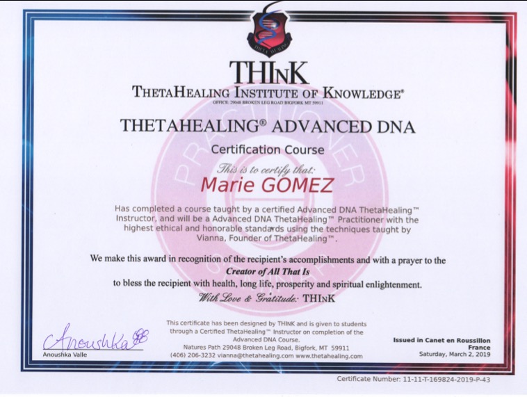 photo diplome ThetaTherapie