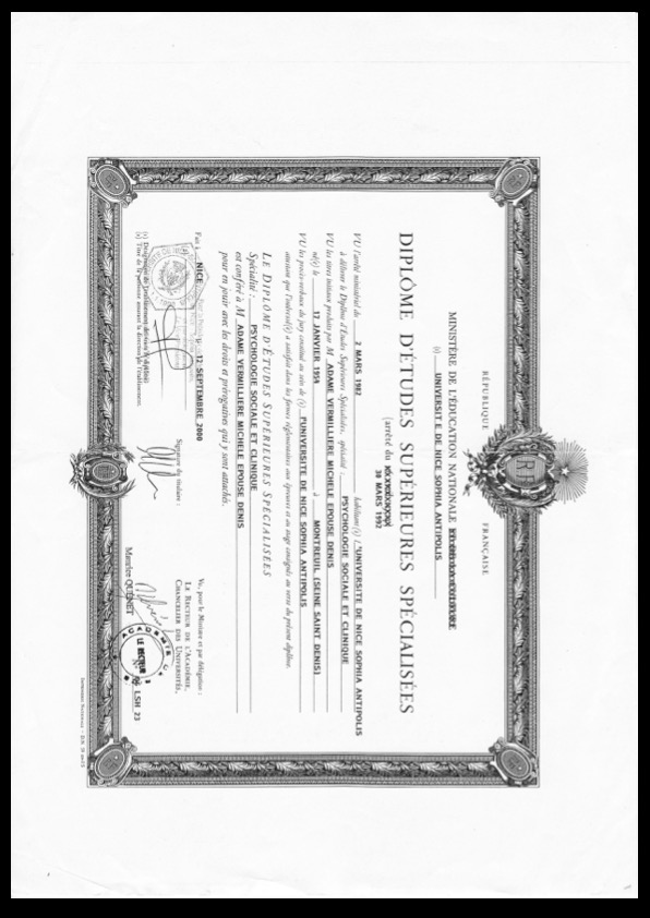 photo diplome Michele VERMILLIERE